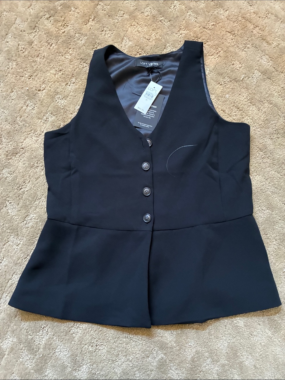 LOFT Versa Black Sleeveless Peplum Vest